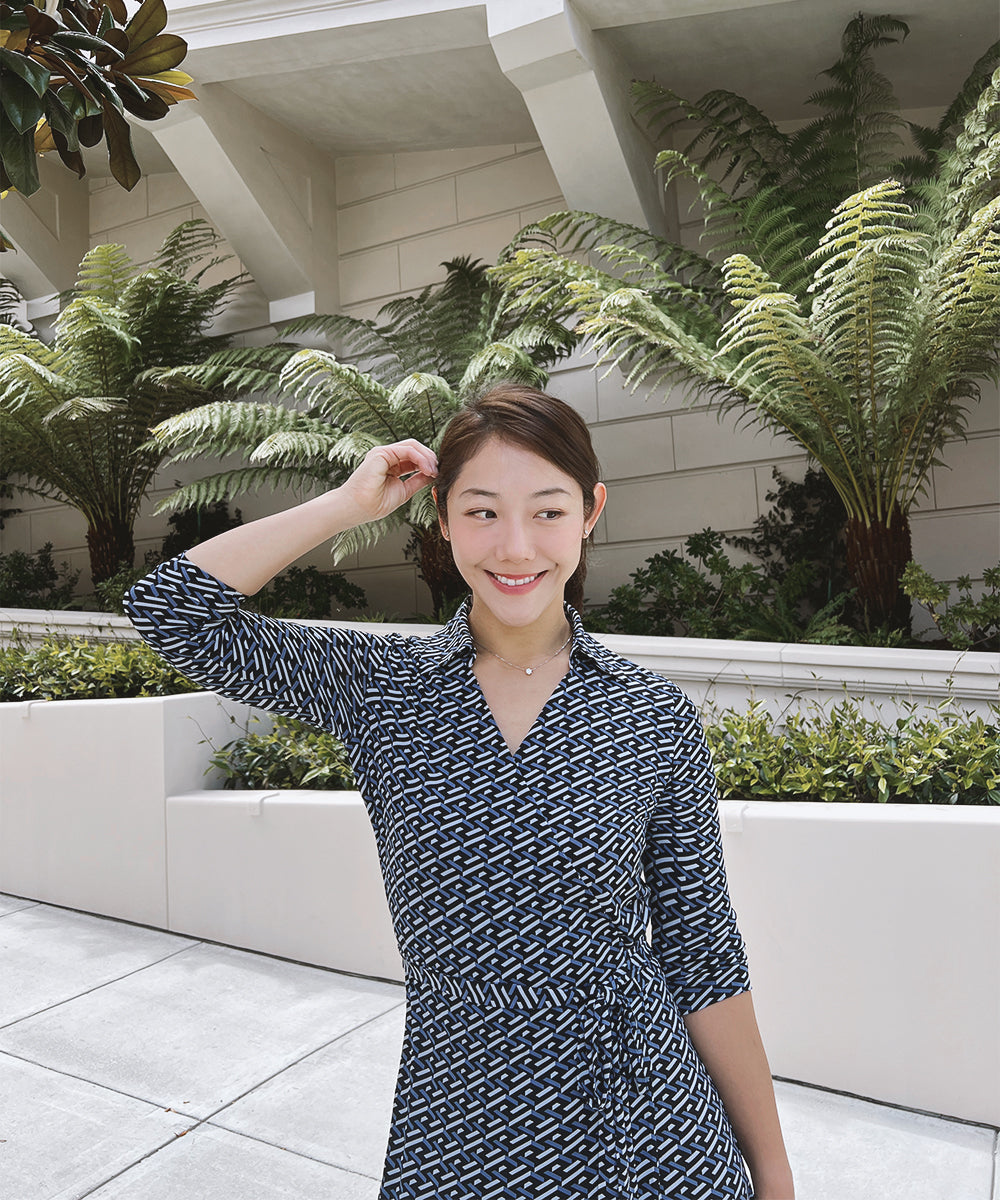 Navy Lauren Wrap Dress (Made to Order)