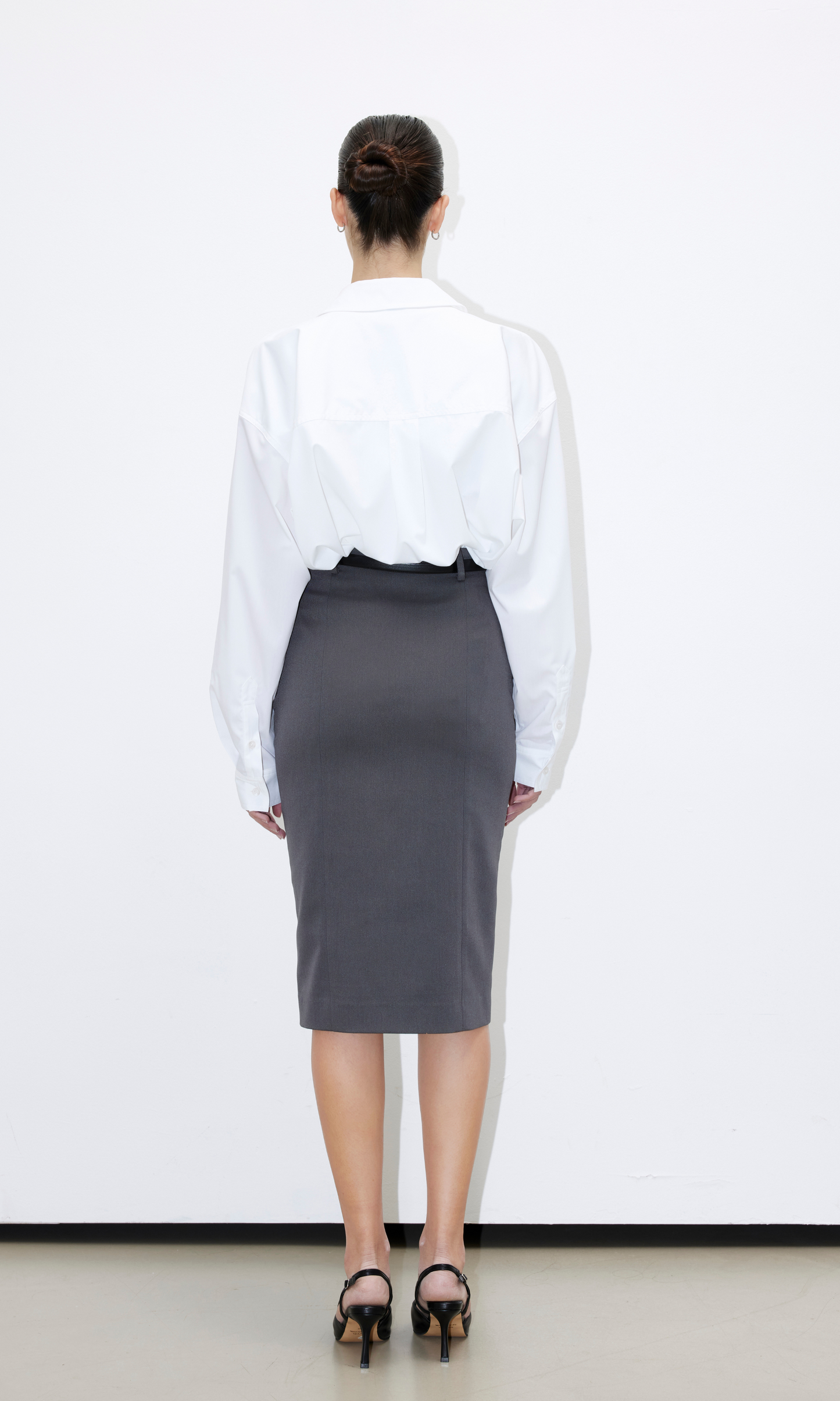 Mina Pencil Slit Skirt (Gray)
