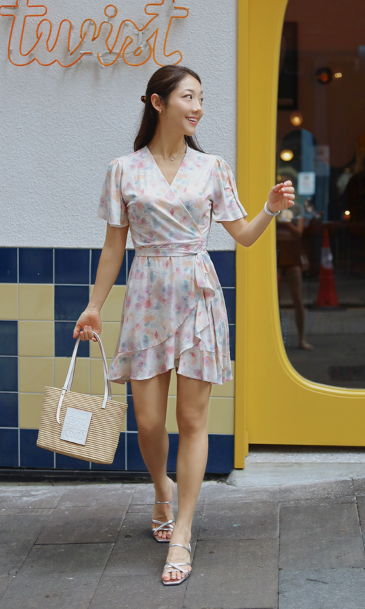 Pastel Garden Wrap Dress