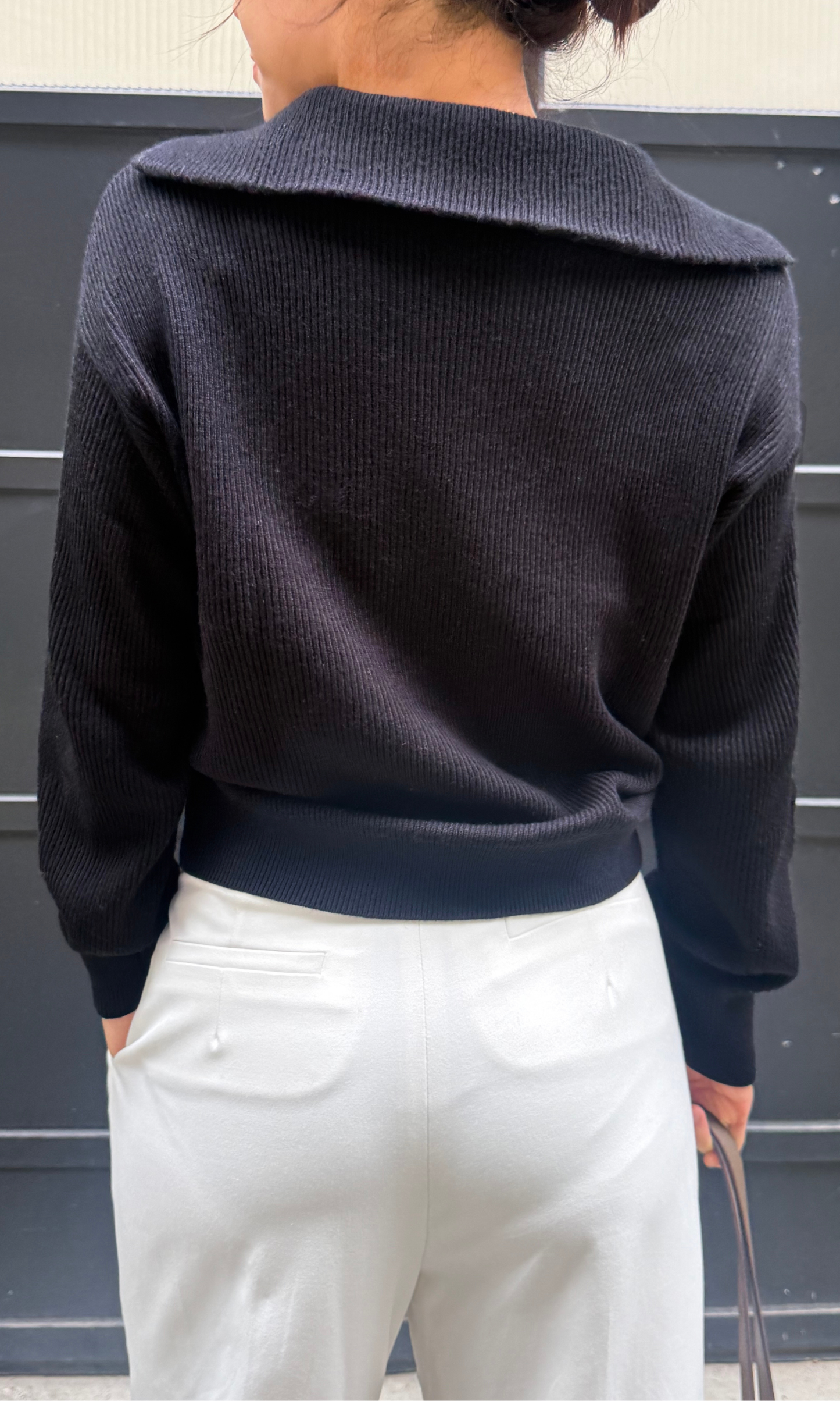 Black Cashmere Polo Pullover Knit