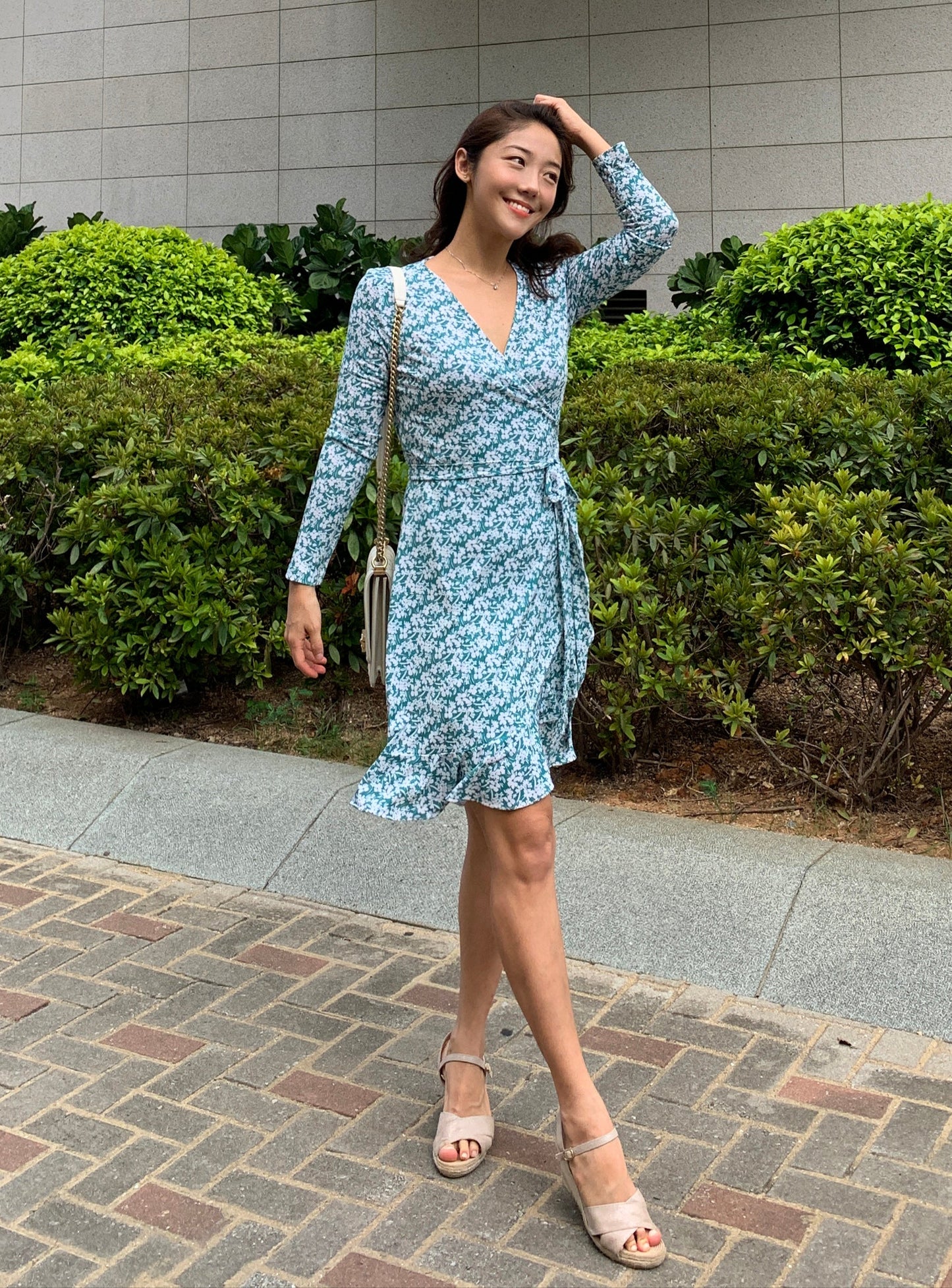 Fresh Ruffle Wrap Dress