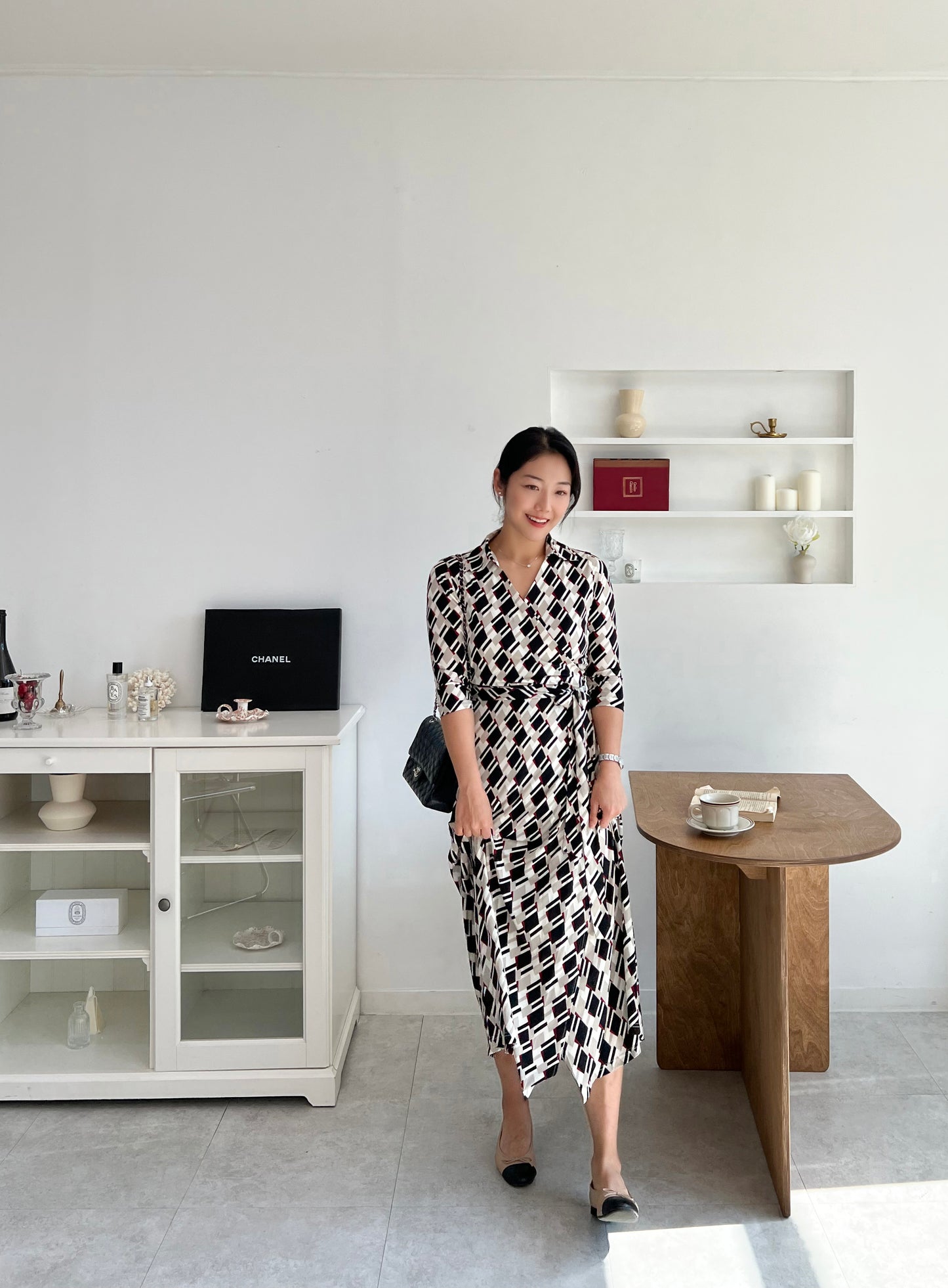 Beige Selma Wrap Dress (Made to Order)