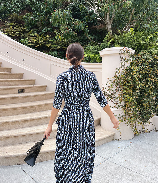 Navy Lauren Wrap Dress (Made to Order)