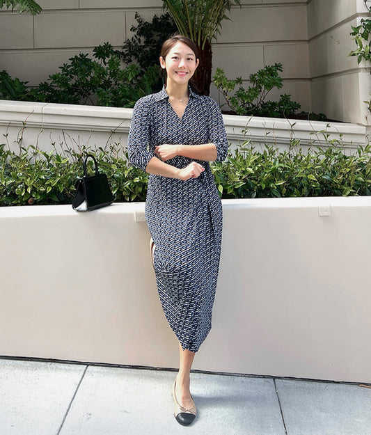 Navy Lauren Wrap Dress (Made to Order)