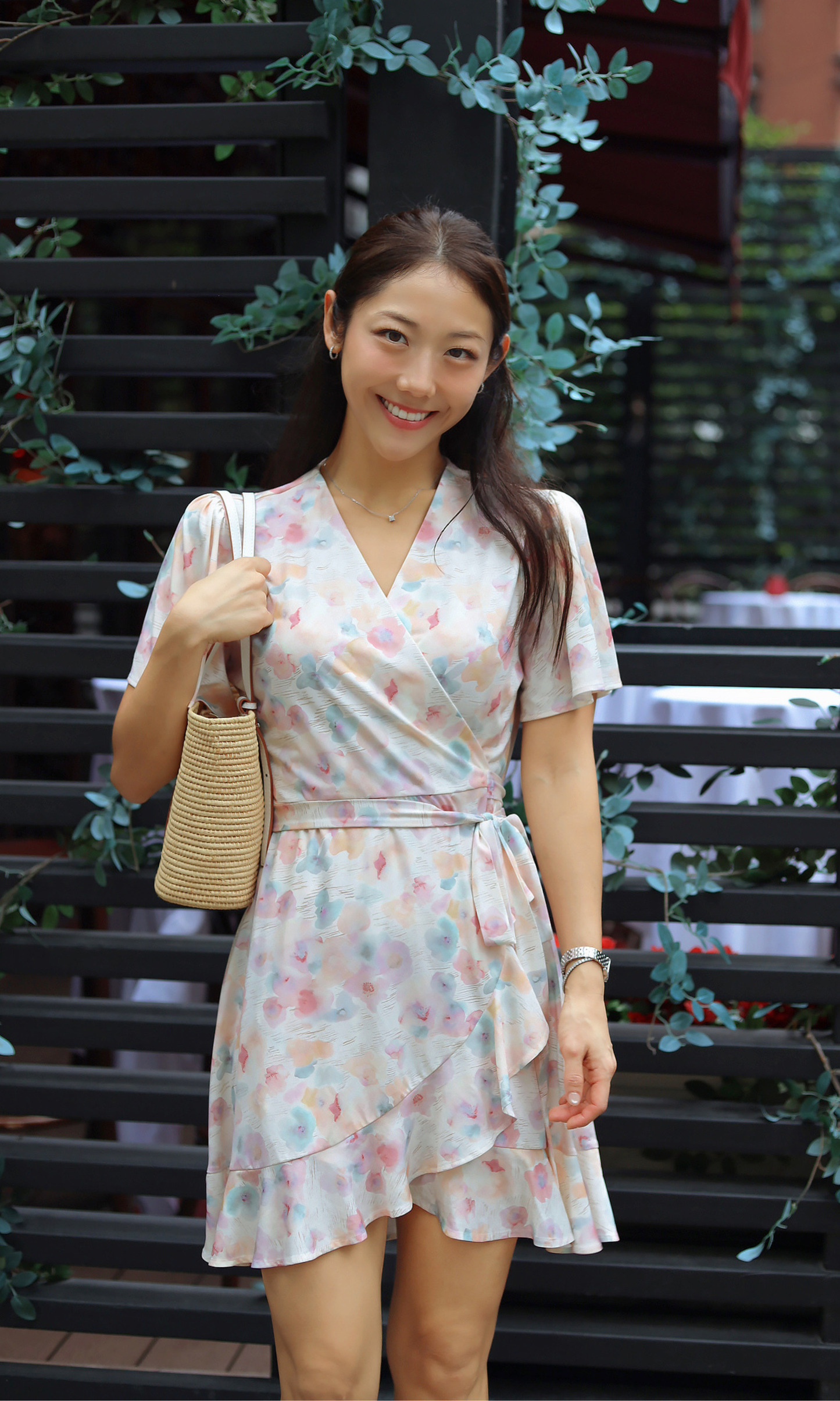 Pastel Garden Wrap Dress