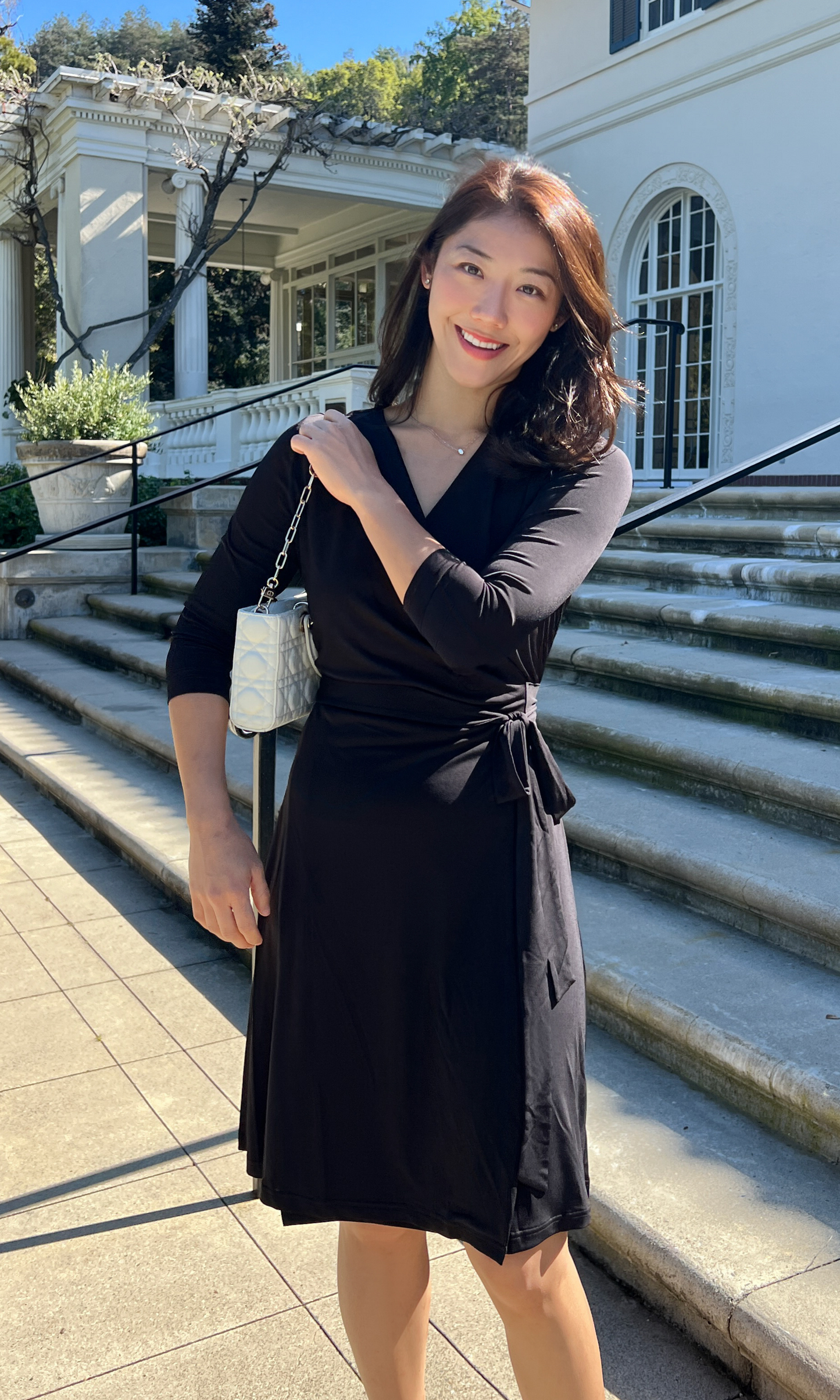 Black Solid Wrap Dress (Made to Order)