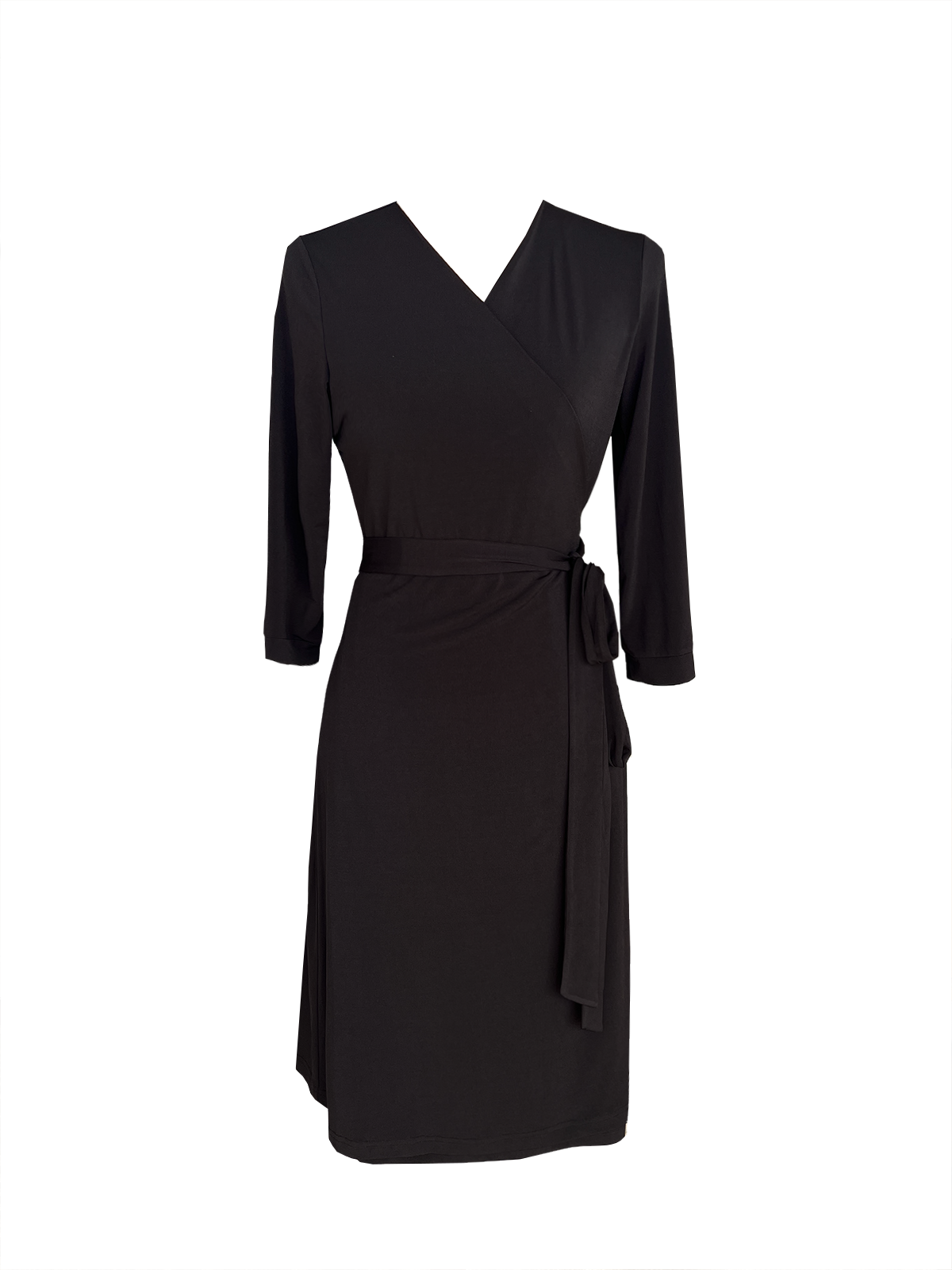 Black Solid Wrap Dress (Made to Order)