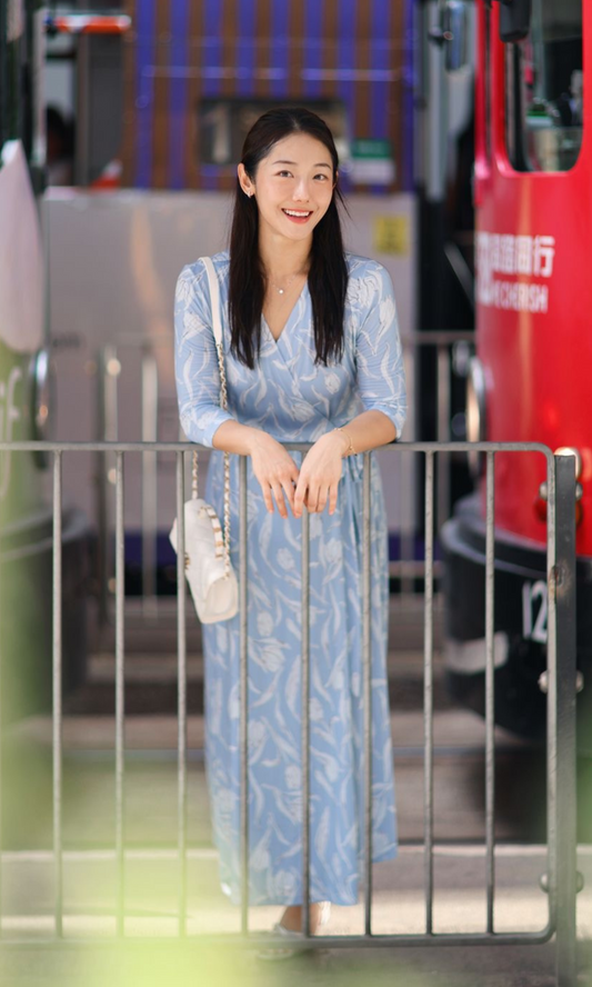 Sky Blue Sienna Wrap Dress (Made to Order)