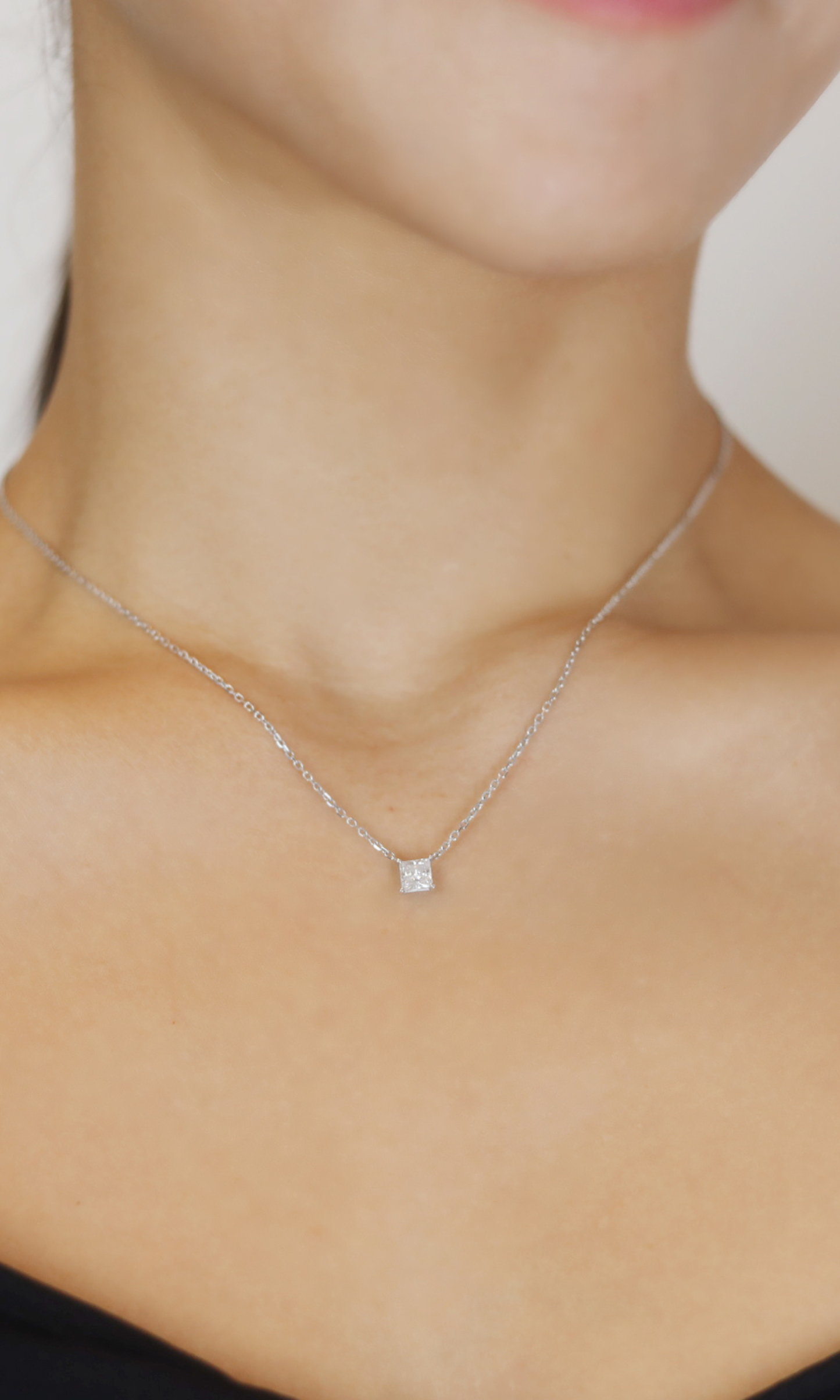 Princess-cut Moissanite Necklace (Ready to Wear)