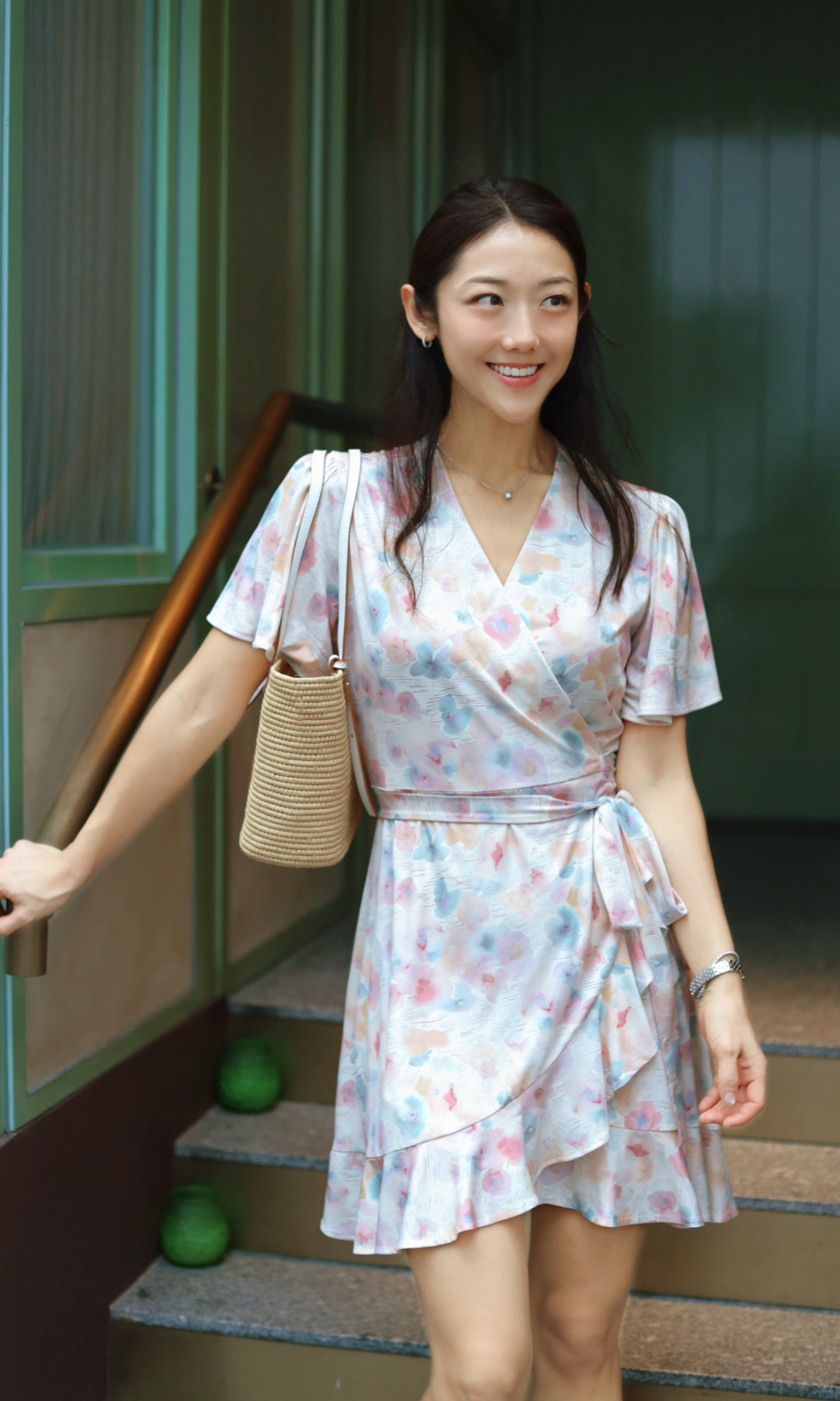 Pastel Garden Wrap Dress