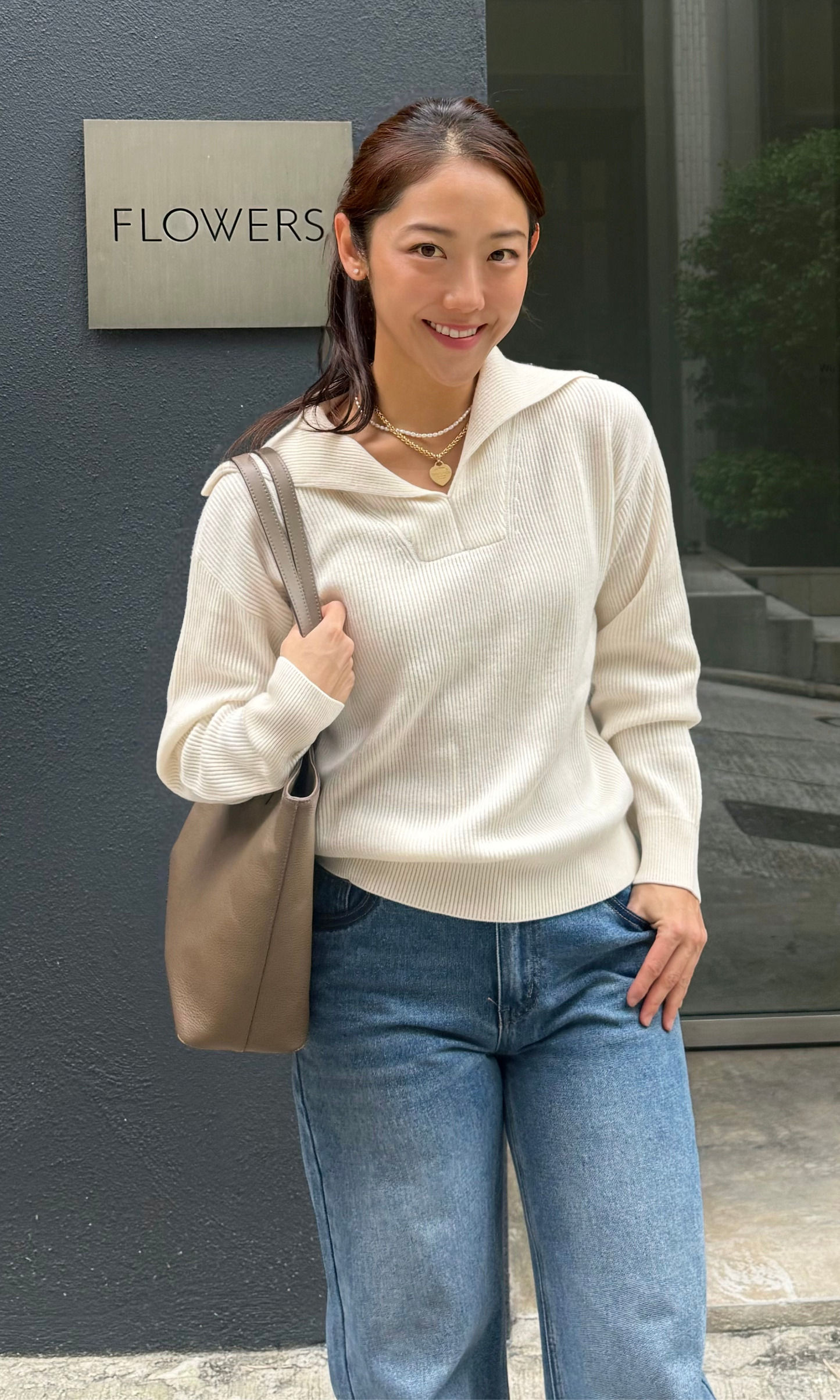 Ivory Cashmere Polo Pullover Knit