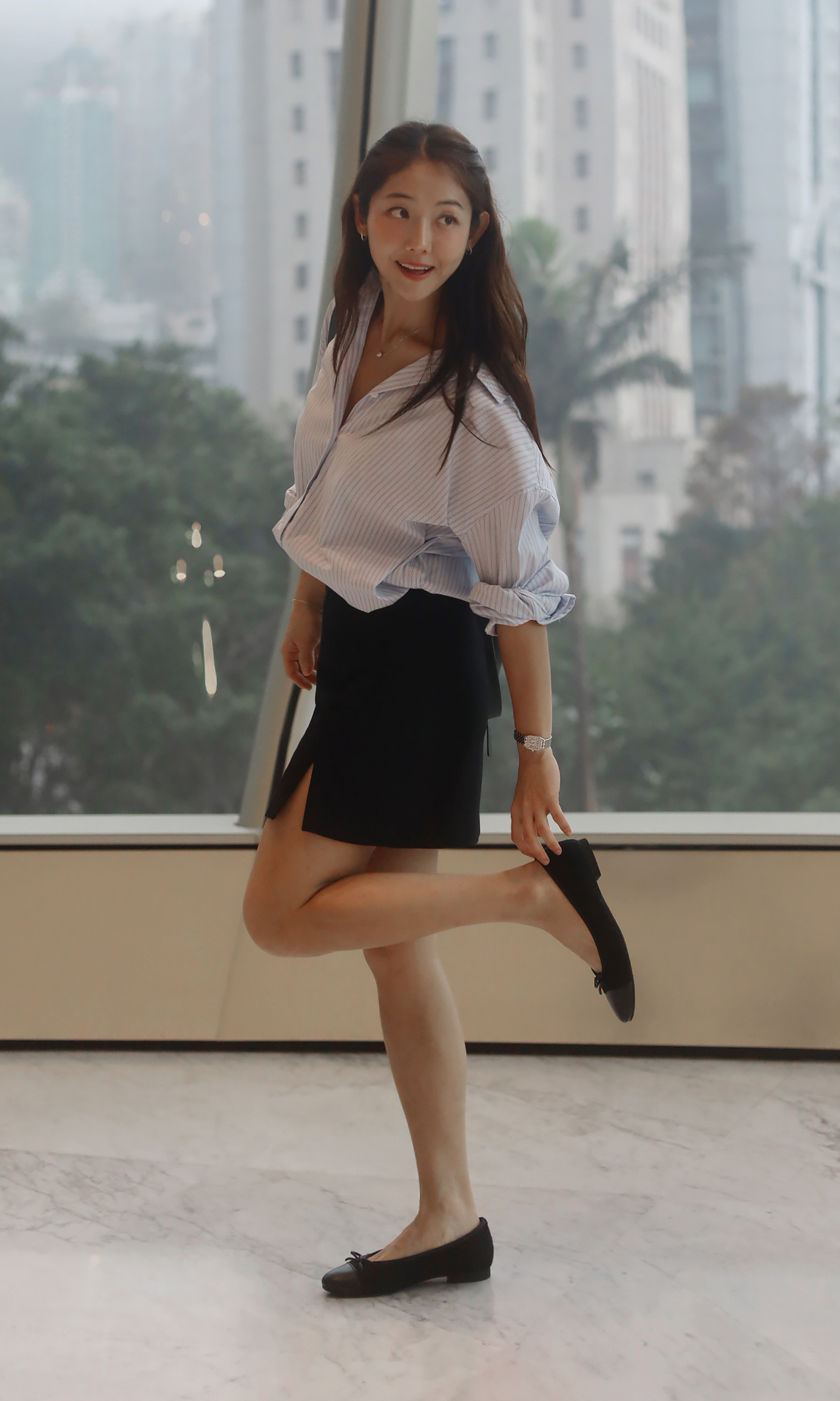 黑呢雲朵平底鞋