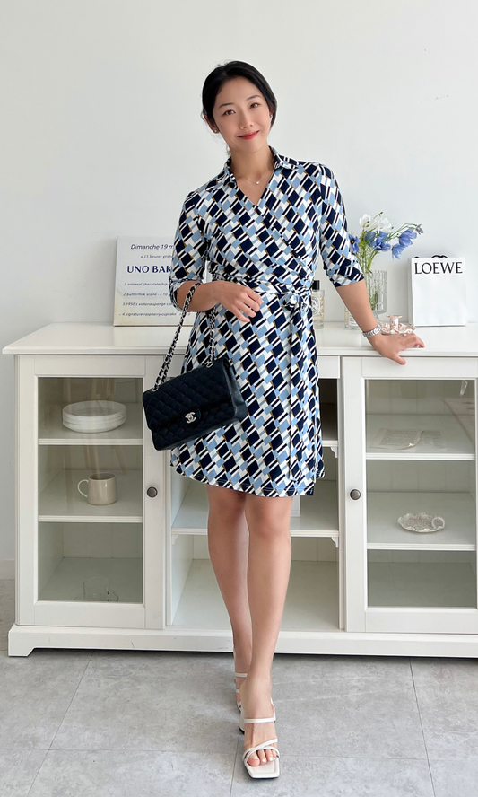 Blue Selma Wrap Dress (Made to Order)