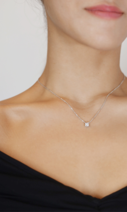 Princess-cut Moissanite Necklace (Ready to Wear)