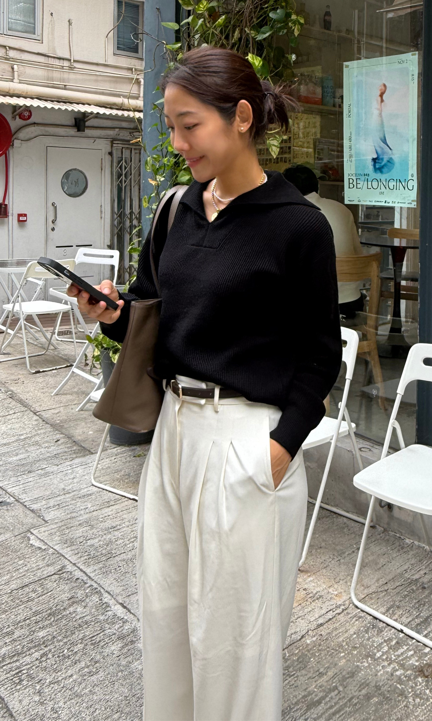 Black Cashmere Polo Pullover Knit