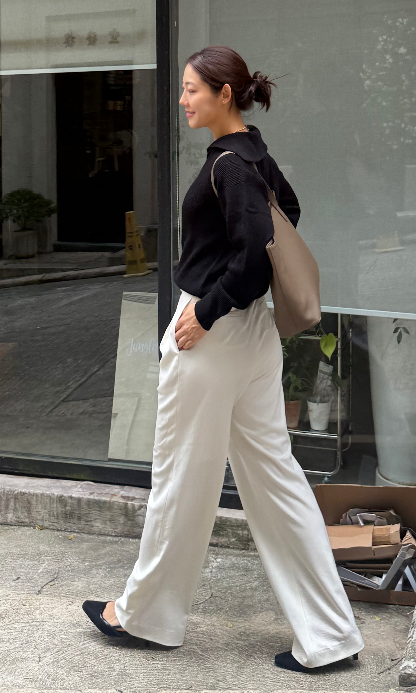 Black Cashmere Polo Pullover Knit