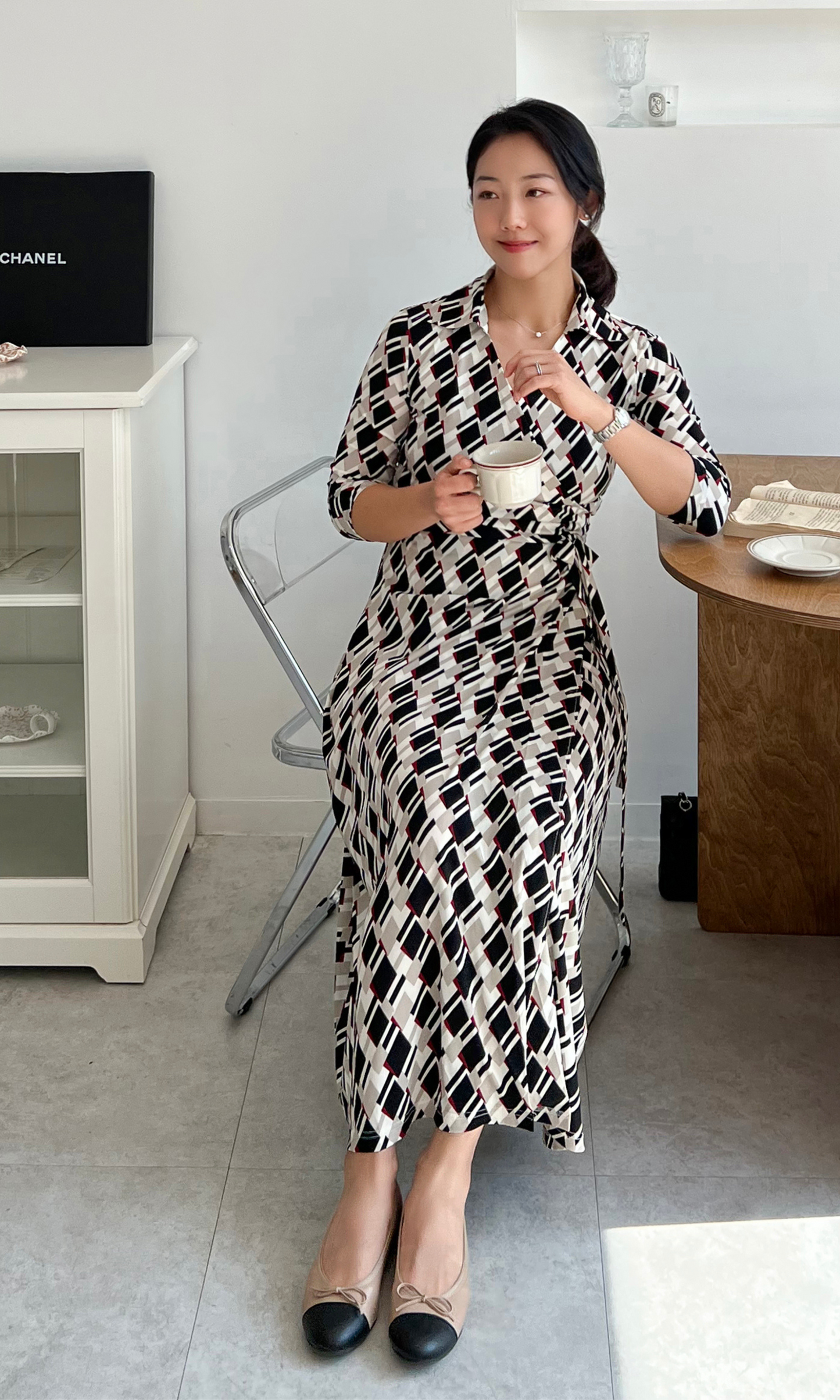 Beige Selma Wrap Dress (Made to Order)