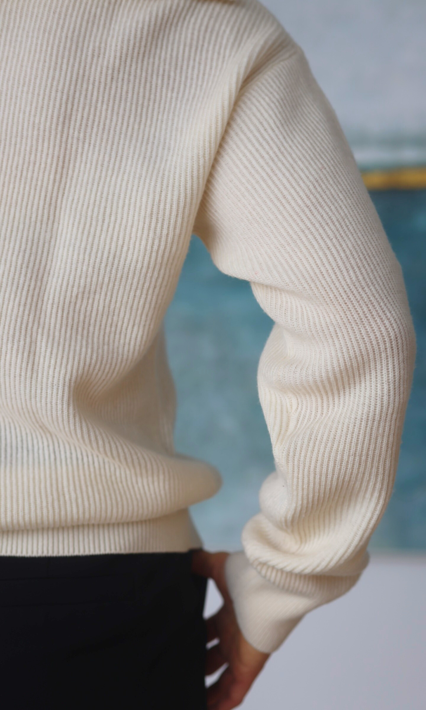 Ivory Cashmere Polo Pullover Knit
