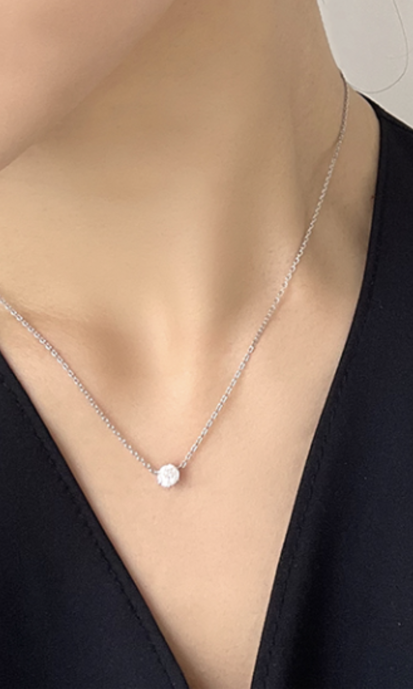 Classic 16 Moissanite Solitaire Necklace (Ready to Wear)