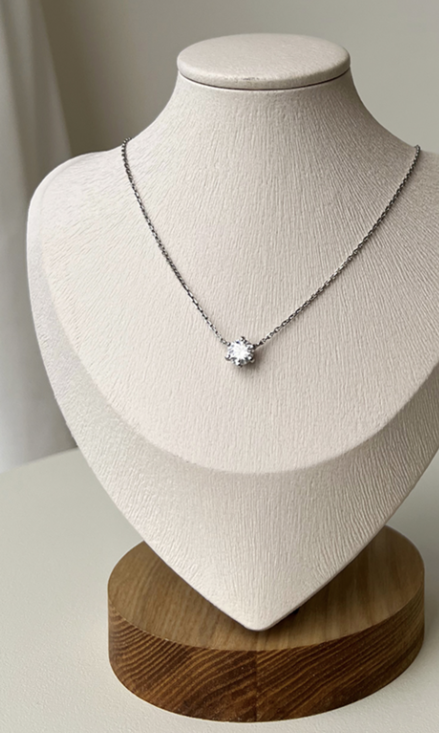 Classic 16 Moissanite Solitaire Necklace (Ready to Wear)