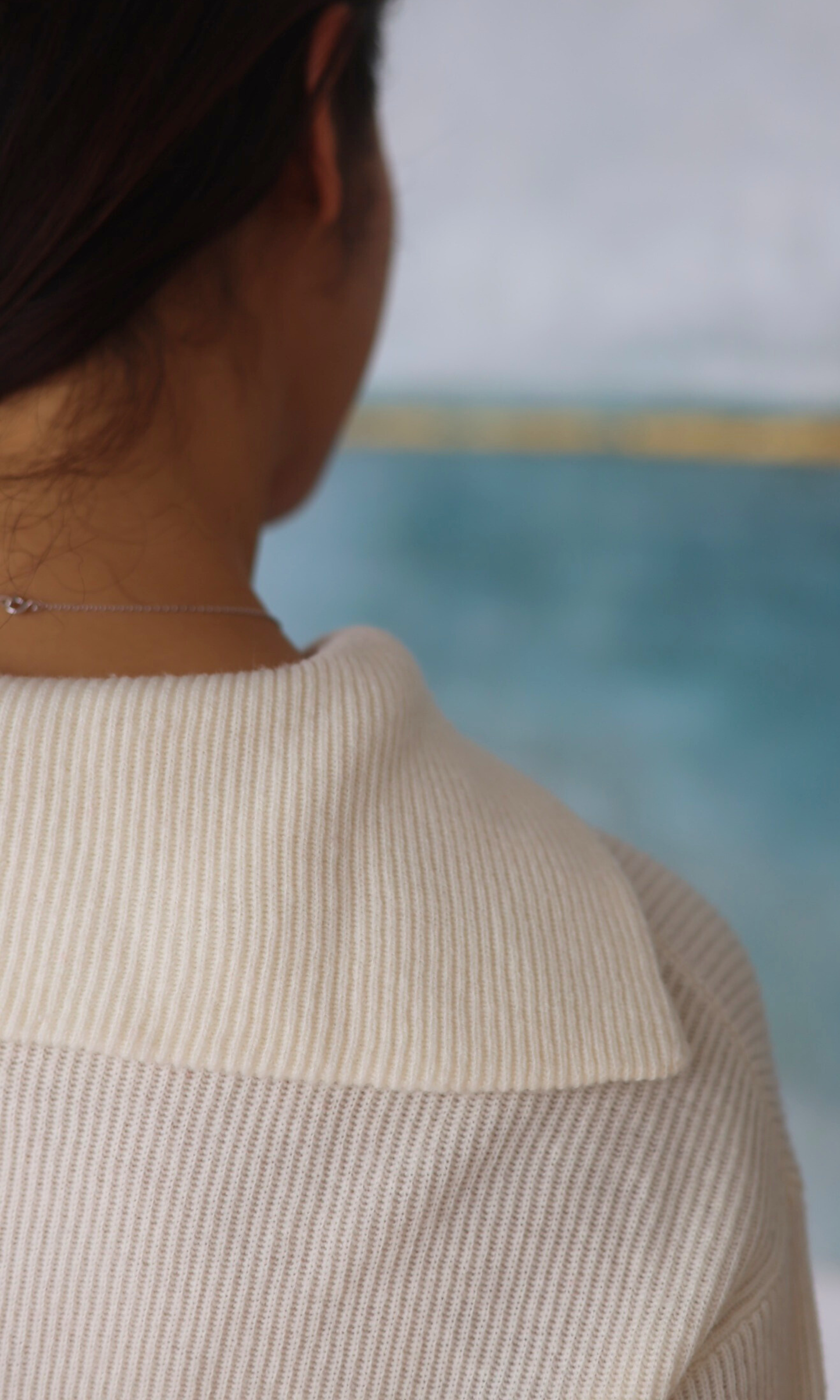 Ivory Cashmere Polo Pullover Knit