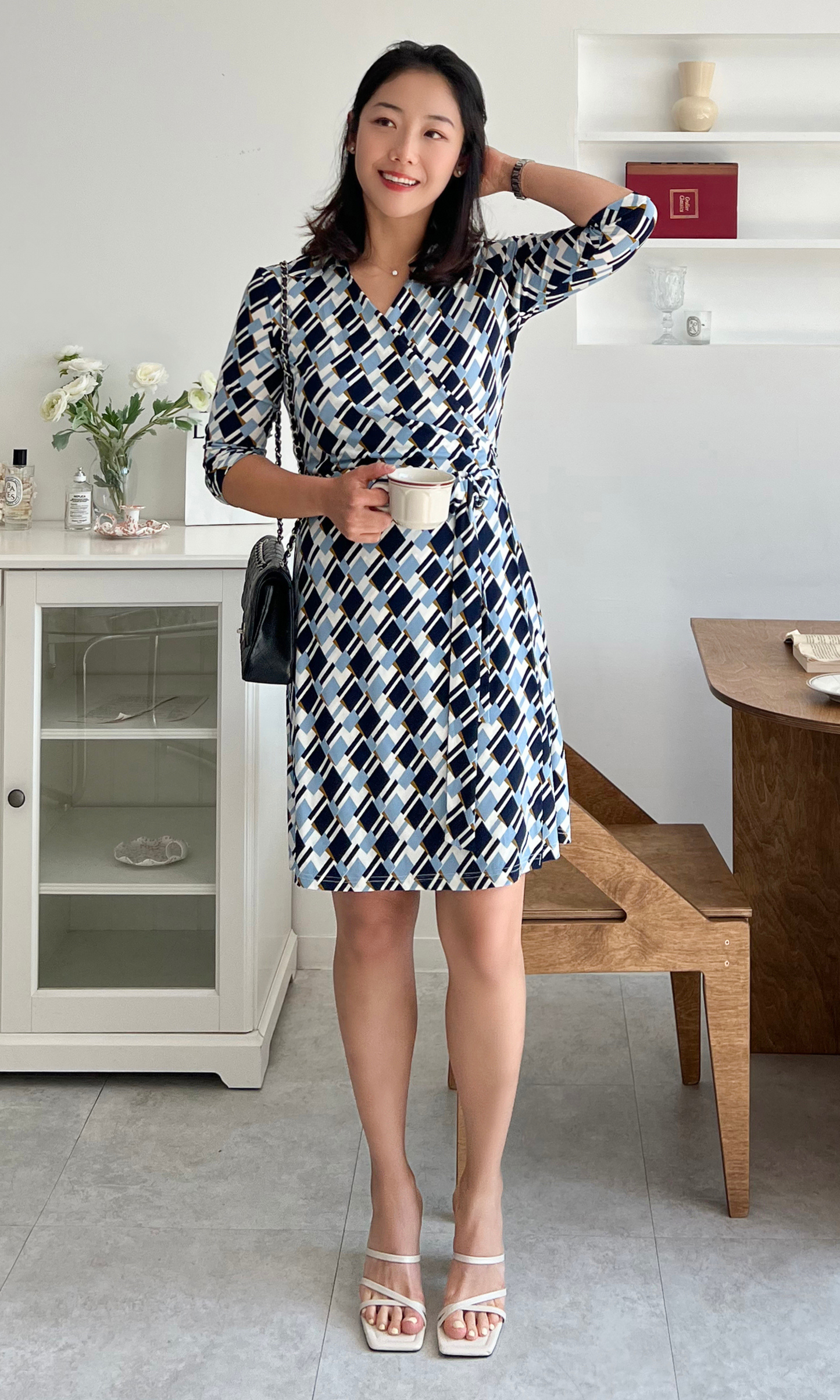 Blue Selma Wrap Dress (Made to Order)