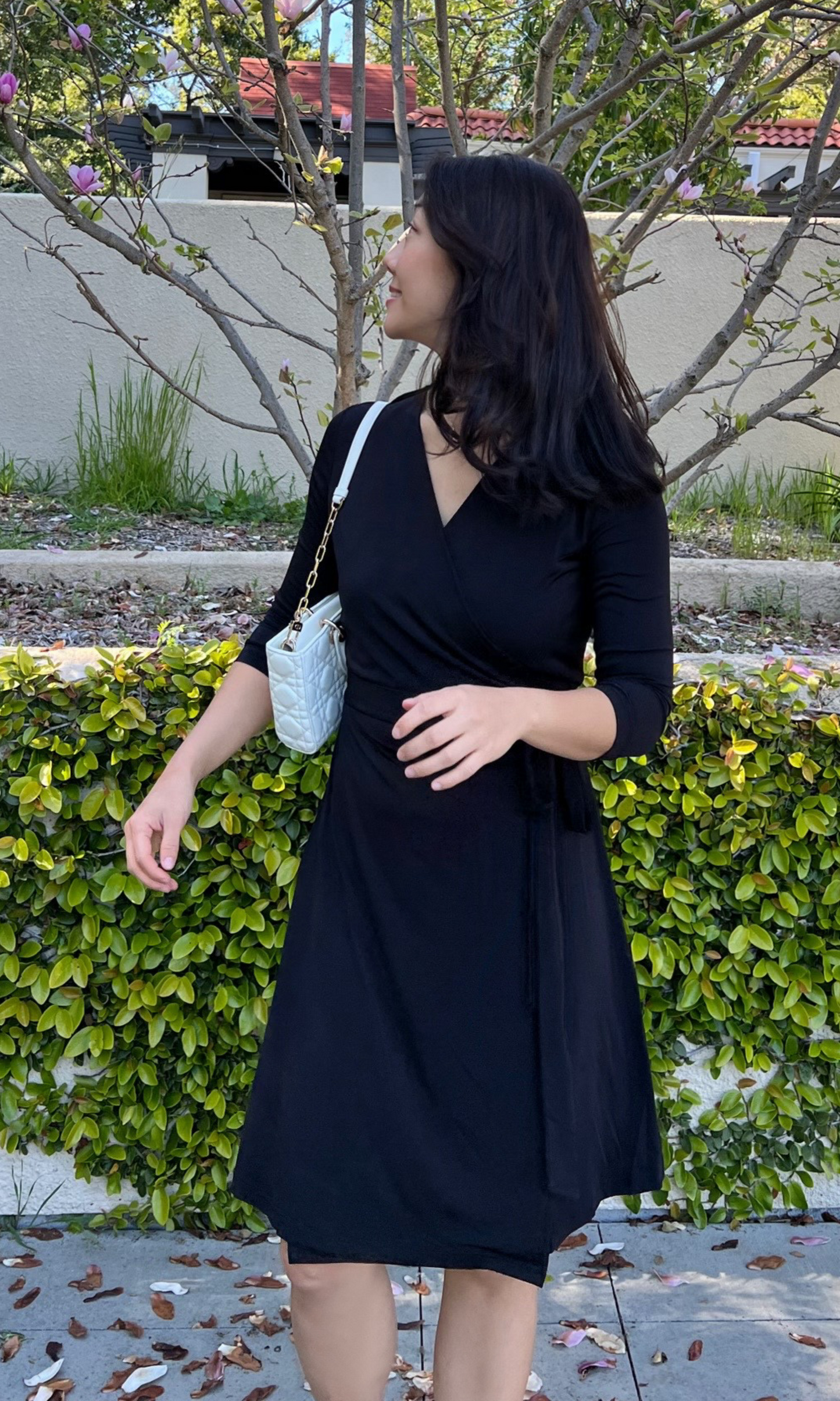 Black Solid Wrap Dress (Made to Order)