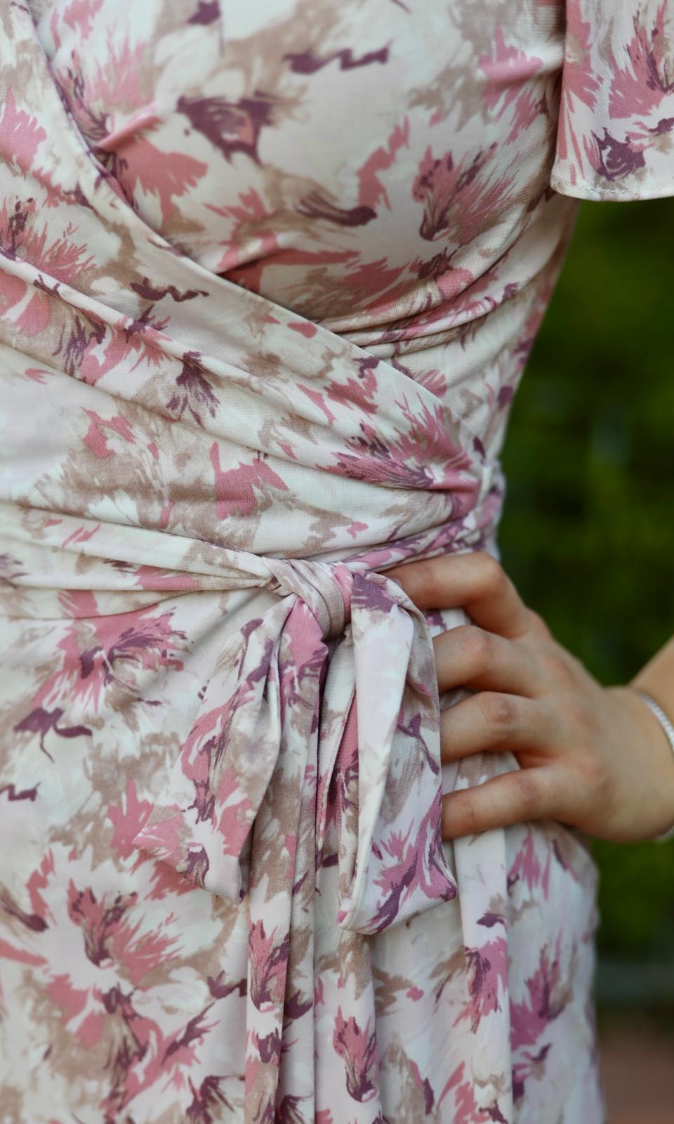 Pink Watercolor Wrap Dress (Made to Order)