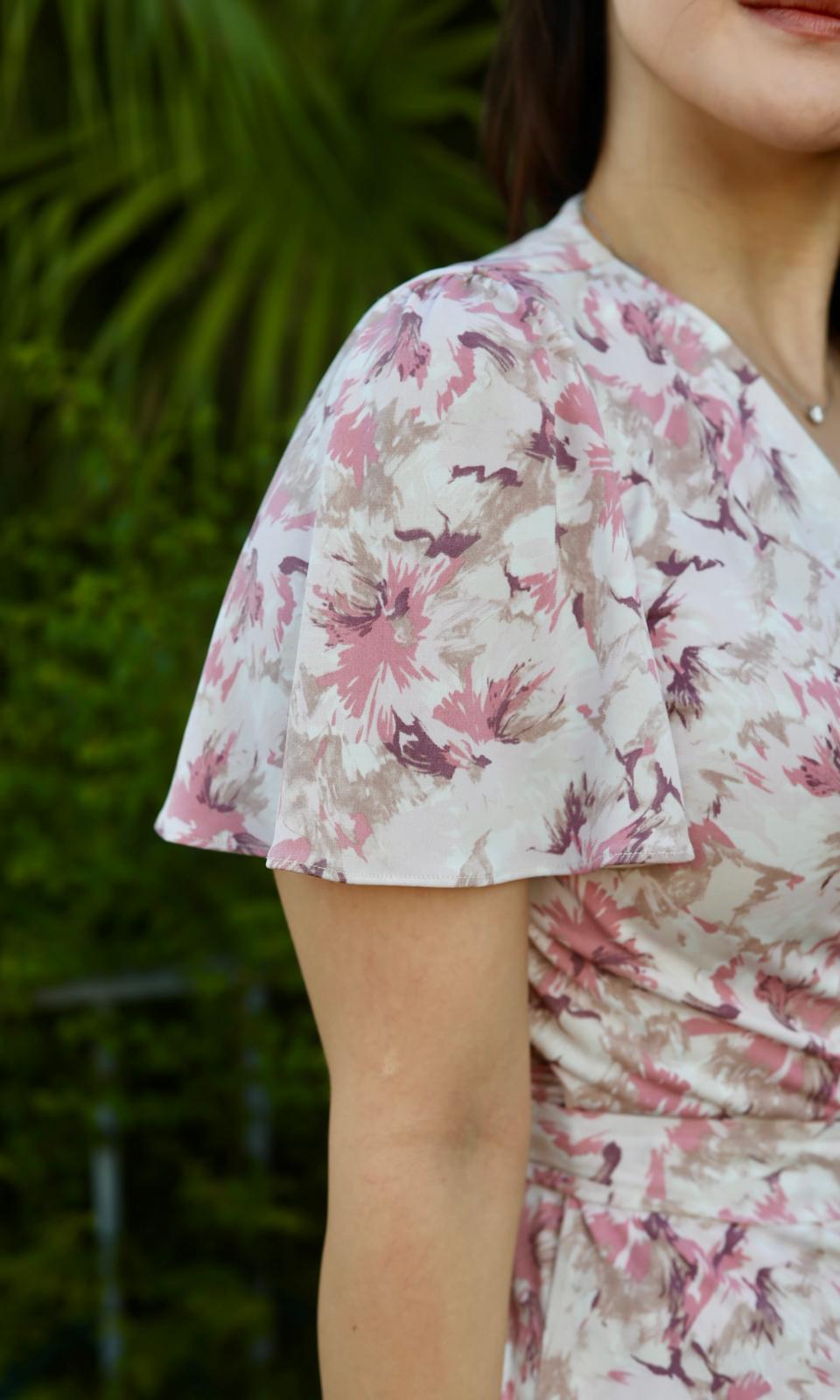 Pink Watercolor Wrap Dress (Made to Order)