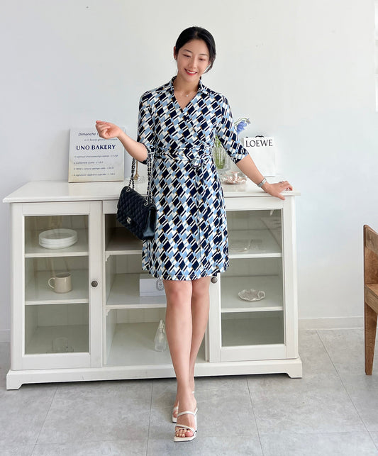 Blue Selma Wrap Dress (Made to Order)