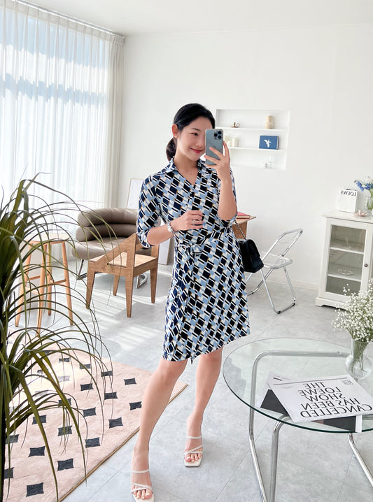 Blue Selma Wrap Dress (Made to Order)