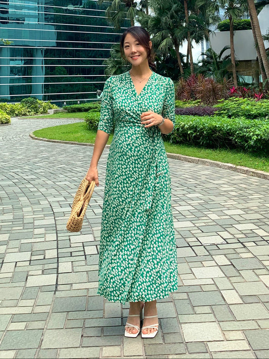 Dahlia Green Wrap Dress